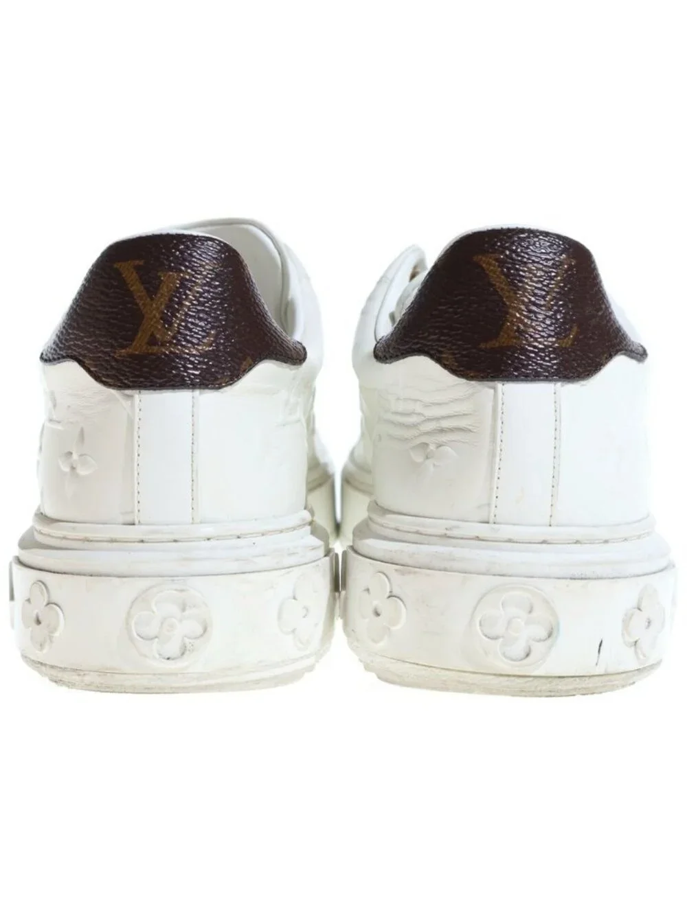 Louis Vuitton Monogram Timeout Line Low Top Sneakers Ivory Brown Leather